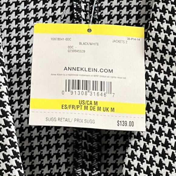 Anne Klein Blazer Womens M Black Houndstooth One Button Jacket Classic Capsule - Picture 4 of 8